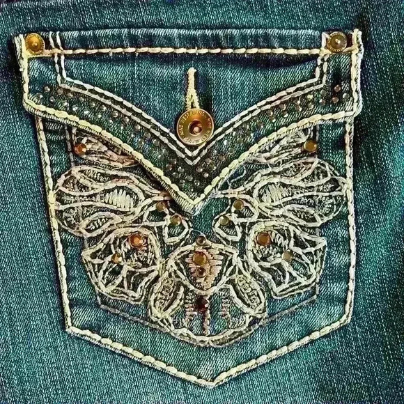 Nine West Jeans Date Night Fit Missy 8/29, EUC, Thick Stitch, Embroidered Pocket - Picture 6 of 14